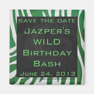 Zebra Monogram Groen en Witte Druk Magneet