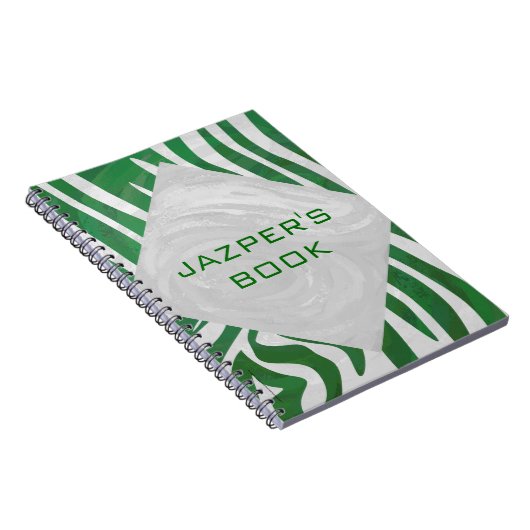 Zebra Monogram Groen en Witte Druk Notitieboek (Rechterzijde)