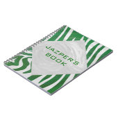 Zebra Monogram Groen en Witte Druk Notitieboek (Linkerzijde)