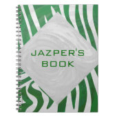 Zebra Monogram Groen en Witte Druk Notitieboek (Voorkant)