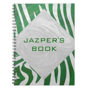 Zebra Monogram Groen en Witte Druk Notitieboek
