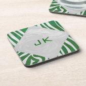 Zebra Monogram Groen en Witte Druk Onderzetter (Linkerzijde)