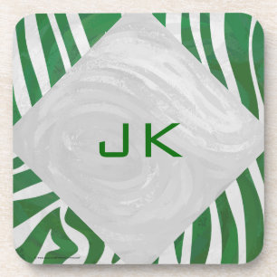 Zebra Monogram Groen en Witte Druk Onderzetter