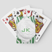Zebra Monogram Groen en Witte Druk Pokerkaarten (Achterkant)