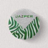 Zebra Monogram Groen en Witte Druk Ronde Button 3,2 Cm (Voorkant)