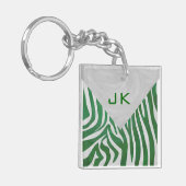 Zebra Monogram Groen en Witte Druk Sleutelhanger (Voorkant Links)