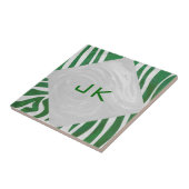 Zebra Monogram Groen en Witte Druk Tegeltje (Zijkant)
