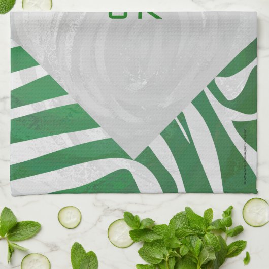 Zebra Monogram Groen en Witte Druk Theedoek (Gevouwen)
