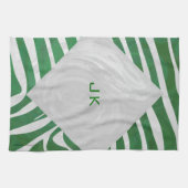 Zebra Monogram Groen en Witte Druk Theedoek (Horizontaal)