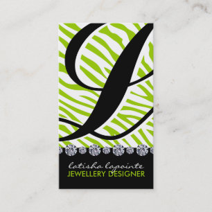 Zebra Monogram Jewelry Designer Visitekaartjes