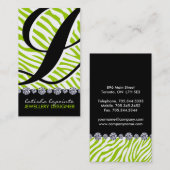 Zebra Monogram Jewelry Designer Visitekaartjes (Voorkant / Achterkant)