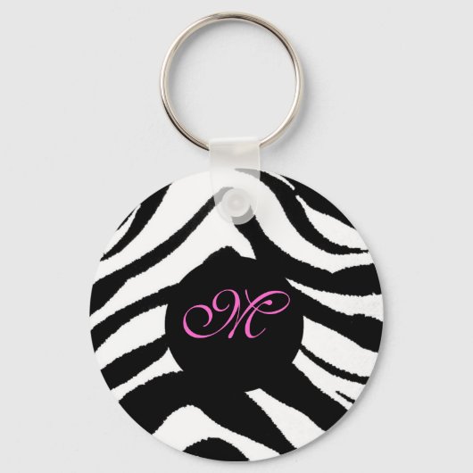 zebra monogram, M sleutelketen Sleutelhanger (Voorkant)