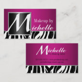 Zebra Monogram Makeup Artist Visitekaartje (Voorkant / Achterkant)