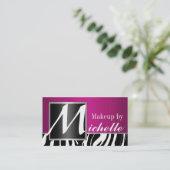 Zebra Monogram Makeup Artist Visitekaartje (Staand voorkant)