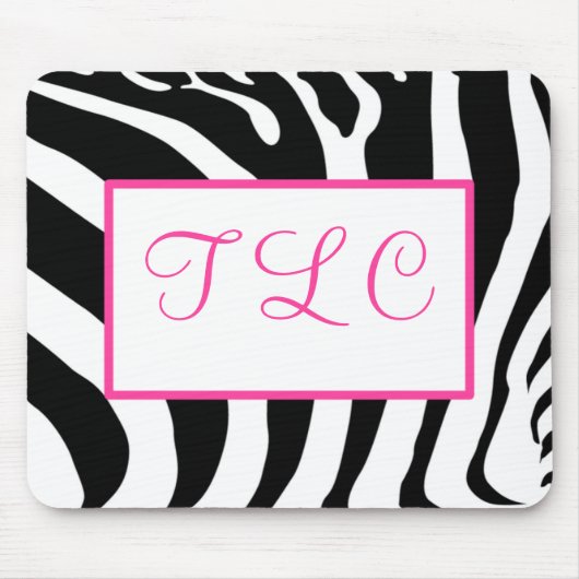 Zebra Monogram Mousepad Muismat (Voorkant)