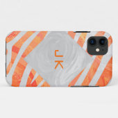 Zebra Monogram Oranje en wit Case-Mate iPhone Case (Achterkant (horizontaal))