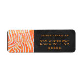Zebra Monogram Oranje en wit Etiket (Voorkant)