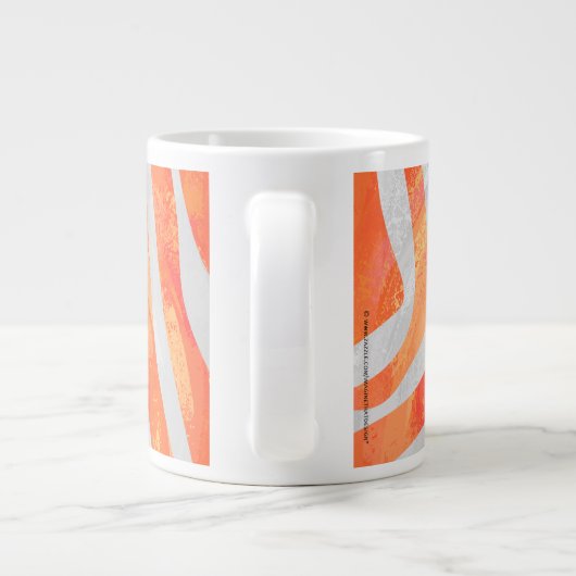 Zebra Monogram Oranje en wit Grote Koffiekop (Achterkant)