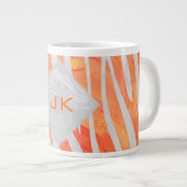 Zebra Monogram Oranje en wit Grote Koffiekop (Voorkant rechts)