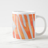 Zebra Monogram Oranje en wit Grote Koffiekop (Rechts)