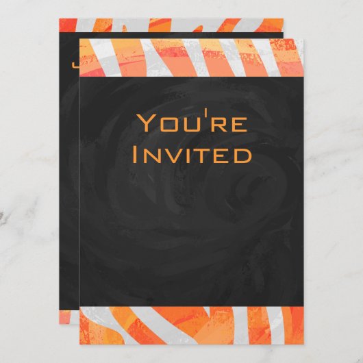 Zebra Monogram Oranje en wit Kaart (Voorkant / Achterkant)