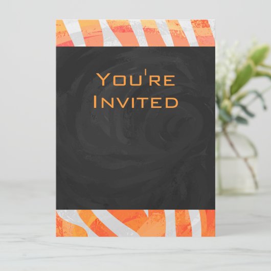 Zebra Monogram Oranje en wit Kaart (Staand voorkant)