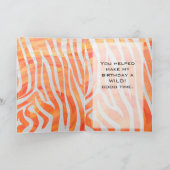 Zebra Monogram Oranje en wit Kaart (Binnen)