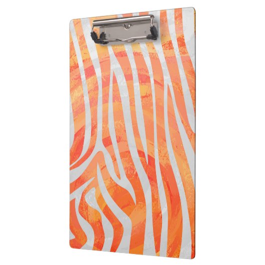 Zebra Monogram Oranje en wit Klembord (Links)