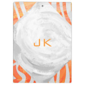Zebra Monogram Oranje en wit Klembord (Achterkant)