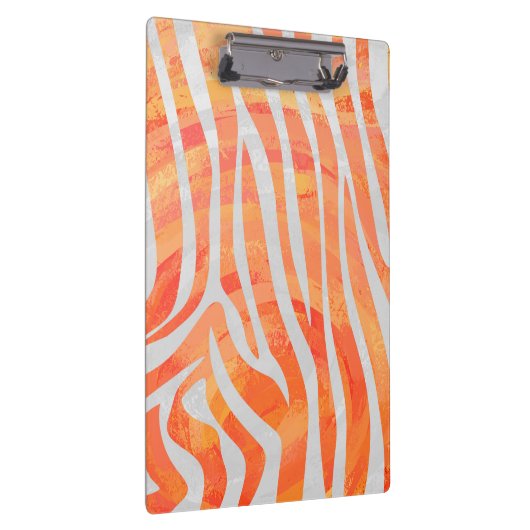 Zebra Monogram Oranje en wit Klembord (Rechts)