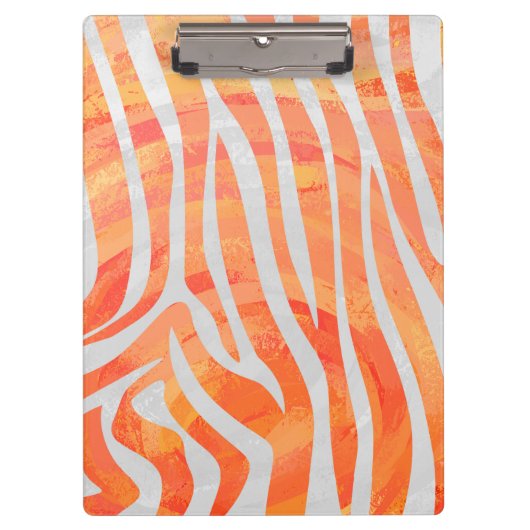 Zebra Monogram Oranje en wit Klembord (Voorkant)