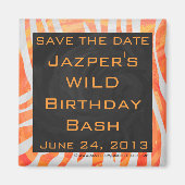 Zebra Monogram Oranje en wit Magneet (Voorkant)