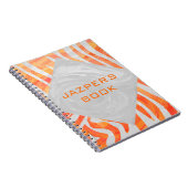 Zebra Monogram Oranje en wit Notitieboek (Rechterzijde)