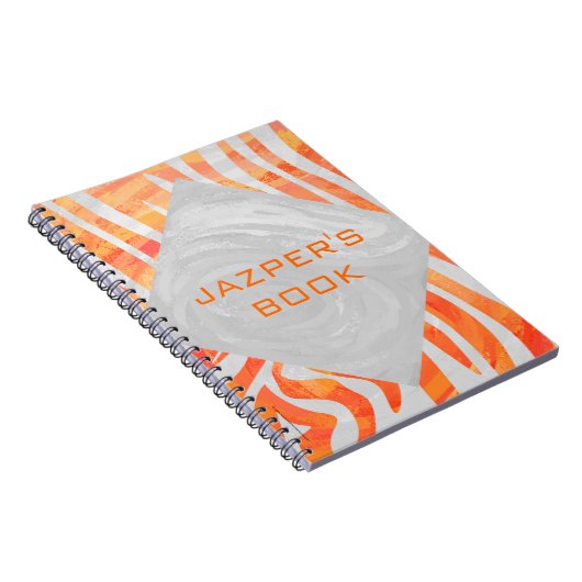 Zebra Monogram Oranje en wit Notitieboek (Rechterzijde)