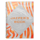 Zebra Monogram Oranje en wit Notitieboek (Voorkant)