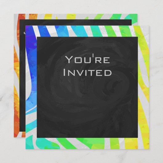 Zebra Monogram regenboog en witte afdrukken Kaart (Voorkant / Achterkant)