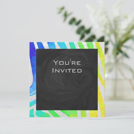 Zebra Monogram regenboog en witte afdrukken Kaart (Staand voorkant)