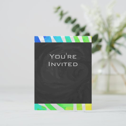 Zebra Monogram regenboog en witte afdrukken Kaart (Staand voorkant)