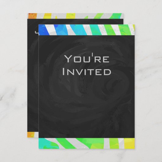 Zebra Monogram regenboog en witte afdrukken Kaart (Voorkant / Achterkant)