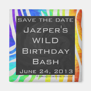 Zebra Monogram regenboog en witte afdrukken Magneet