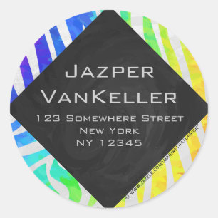 Zebra Monogram regenboog en witte afdrukken Ronde Sticker
