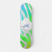 Zebra Monogram regenboog en witte afdrukken Skateboard (Voorkant)