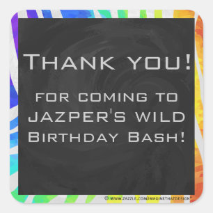 Zebra Monogram regenboog en witte afdrukken Vierkante Sticker