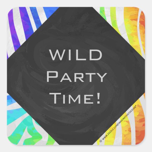 Zebra Monogram regenboog en witte afdrukken Vierkante Sticker (Voorkant)