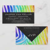 Zebra Monogram regenboog en witte afdrukken Visitekaartje (Voorkant / Achterkant)