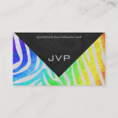 Zebra Monogram regenboog en witte afdrukken Visitekaartje (Achterkant)