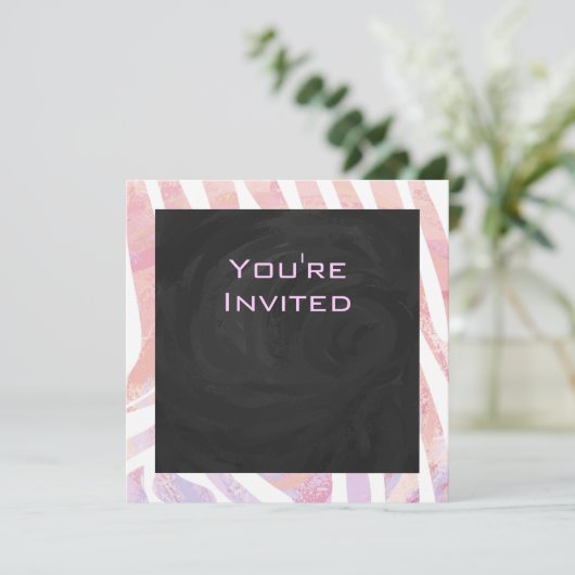 Zebra Monogram roze en wit Kaart (Staand voorkant)