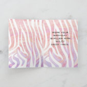 Zebra Monogram roze en wit Kaart (Binnen)