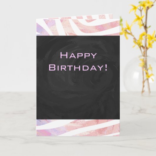 Zebra Monogram roze en wit Kaart (Gele Bloem)