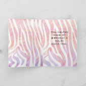Zebra Monogram roze en wit Kaart (Binnen)